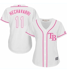 Women's Majestic Tampa Bay Rays #11 Adeiny Hechavarria Authentic White Fashion Cool Base MLB Jersey