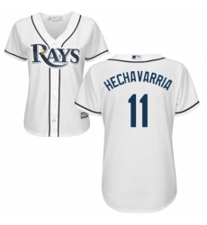Women's Majestic Tampa Bay Rays #11 Adeiny Hechavarria Authentic White Home Cool Base MLB Jersey