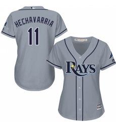 Women's Majestic Tampa Bay Rays #11 Adeiny Hechavarria Replica Grey Road Cool Base MLB Jersey