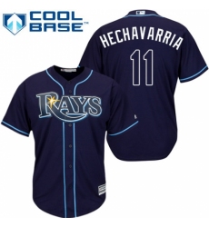 Youth Majestic Tampa Bay Rays #11 Adeiny Hechavarria Authentic Navy Blue Alternate Cool Base MLB Jersey