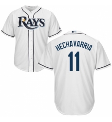 Youth Majestic Tampa Bay Rays #11 Adeiny Hechavarria Authentic White Home Cool Base MLB Jersey