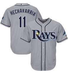 Youth Majestic Tampa Bay Rays #11 Adeiny Hechavarria Replica Grey Road Cool Base MLB Jersey
