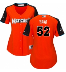Women's Majestic San Diego Padres #52 Brad Hand Replica Orange National League 2017 MLB All-Star Cool Base MLB Jersey