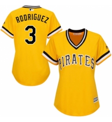 Women's Majestic Pittsburgh Pirates #3 Sean Rodriguez Authentic Gold Alternate Cool Base MLB Jersey