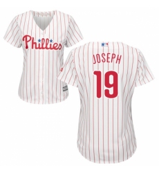 Women's Majestic Philadelphia Phillies #19 Tommy Joseph Replica White/Red Strip Home Cool Base MLB Jersey