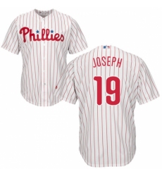 Youth Majestic Philadelphia Phillies #19 Tommy Joseph Authentic White/Red Strip Home Cool Base MLB Jersey