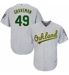 Men's Majestic Oakland Athletics #49 Kendall Graveman Replica Grey Road Cool Base MLB Jersey