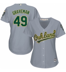 Women's Majestic Oakland Athletics #49 Kendall Graveman Replica Grey Road Cool Base MLB Jersey