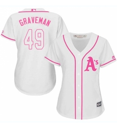 Women's Majestic Oakland Athletics #49 Kendall Graveman Replica White Fashion Cool Base MLB Jersey