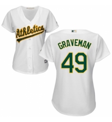 Women's Majestic Oakland Athletics #49 Kendall Graveman Replica White Home Cool Base MLB Jersey