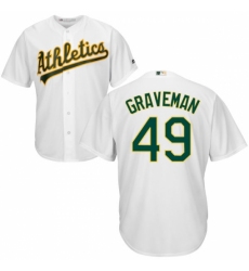 Youth Majestic Oakland Athletics #49 Kendall Graveman Authentic White Home Cool Base MLB Jersey