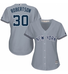 Women's Majestic New York Yankees #30 David Robertson Authentic Grey Road MLB Jersey