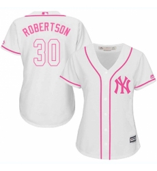 Women's Majestic New York Yankees #30 David Robertson Replica White Fashion Cool Base MLB Jersey