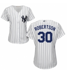Women's Majestic New York Yankees #30 David Robertson Replica White Home MLB Jersey