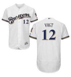 Men's Majestic Milwaukee Brewers #12 Stephen Vogt White Flexbase Authentic Collection MLB Jersey