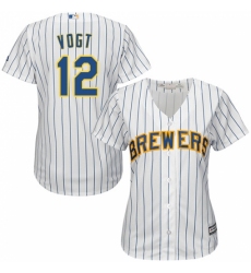 Women's Majestic Milwaukee Brewers #12 Stephen Vogt Authentic White Alternate Cool Base MLB Jersey