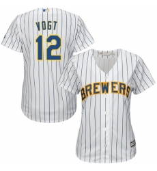 Women's Majestic Milwaukee Brewers #12 Stephen Vogt Replica White Alternate Cool Base MLB Jersey