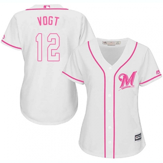 Women's Majestic Milwaukee Brewers #12 Stephen Vogt Replica White Fashion Cool Base MLB Jersey Women's Majestic Milwaukee Brewers #12 Stephen Vogt Replica White Fashion Cool Base MLB Jersey