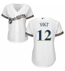 Women's Majestic Milwaukee Brewers #12 Stephen Vogt Replica White Home Cool Base MLB Jersey