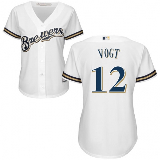 Women's Majestic Milwaukee Brewers #12 Stephen Vogt Replica White Home Cool Base MLB Jersey Women's Majestic Milwaukee Brewers #12 Stephen Vogt Replica White Home Cool Base MLB Jersey