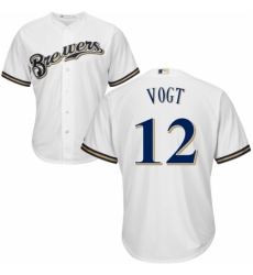 Youth Majestic Milwaukee Brewers #12 Stephen Vogt Authentic White Home Cool Base MLB Jersey