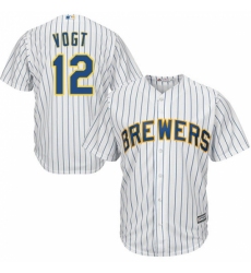 Youth Majestic Milwaukee Brewers #12 Stephen Vogt Replica White Alternate Cool Base MLB Jersey