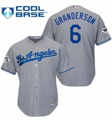 Men's Majestic Los Angeles Dodgers #6 Curtis Granderson Replica Grey Road 2017 World Series Bound Cool Base MLB Jersey