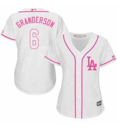 Women's Majestic Los Angeles Dodgers #6 Curtis Granderson Authentic White Fashion Cool Base MLB Jersey
