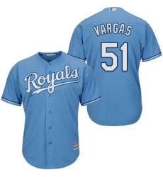 Men's Majestic Kansas City Royals #51 Jason Vargas Replica Light Blue Alternate 1 Cool Base MLB Jersey
