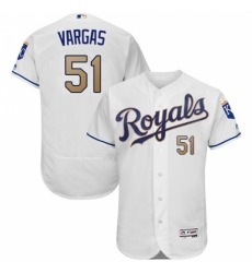 Men's Majestic Kansas City Royals #51 Jason Vargas White Flexbase Authentic Collection MLB Jersey