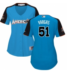 Women's Majestic Kansas City Royals #51 Jason Vargas Replica Blue American League 2017 MLB All-Star MLB Jersey