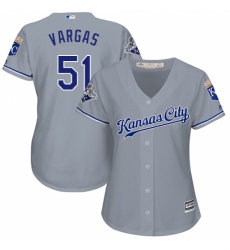 Women's Majestic Kansas City Royals #51 Jason Vargas Replica Grey Road Cool Base MLB Jersey