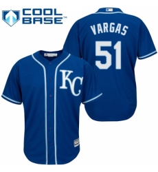 Youth Majestic Kansas City Royals #51 Jason Vargas Replica Blue Alternate 2 Cool Base MLB Jersey