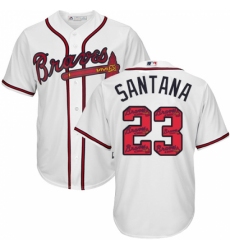 Men's Majestic Atlanta Braves #23 Danny Santana Authentic White Team Logo Fashion Cool Base MLB Jersey