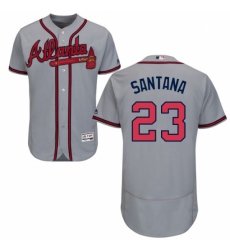 Men's Majestic Atlanta Braves #23 Danny Santana Grey Flexbase Authentic Collection MLB Jersey