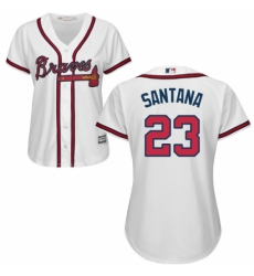 Women's Majestic Atlanta Braves #23 Danny Santana Replica White Home Cool Base MLB Jersey