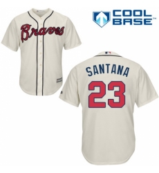 Youth Majestic Atlanta Braves #23 Danny Santana Authentic Cream Alternate 2 Cool Base MLB Jersey
