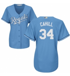 Women's Majestic Kansas City Royals #34 Trevor Cahill Replica Light Blue Alternate 1 Cool Base MLB Jersey