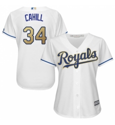 Women's Majestic Kansas City Royals #34 Trevor Cahill Replica White Home Cool Base MLB Jersey