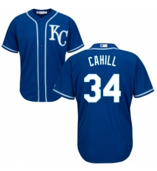 Youth Majestic Kansas City Royals #34 Trevor Cahill Replica Blue Alternate 2 Cool Base MLB Jersey