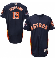 Men's Majestic Houston Astros #19 Tyler Clippard Authentic Navy Blue Alternate 2017 World Series Champions Flex Base MLB Jersey