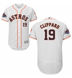 Men's Majestic Houston Astros #19 Tyler Clippard Authentic White Home 2017 World Series Champions Flex Base MLB Jersey