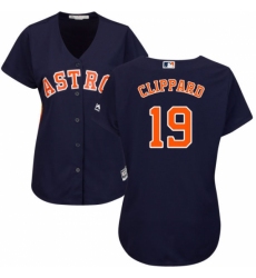 Women's Majestic Houston Astros #19 Tyler Clippard Replica Navy Blue Alternate Cool Base MLB Jersey