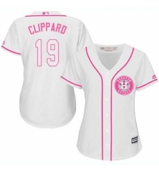 Women's Majestic Houston Astros #19 Tyler Clippard Replica White Fashion Cool Base MLB Jersey