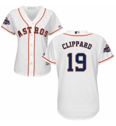 Women's Majestic Houston Astros #19 Tyler Clippard Replica White Home 2017 World Series Champions Cool Base MLB Jersey