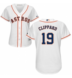 Women's Majestic Houston Astros #19 Tyler Clippard Replica White Home Cool Base MLB Jersey