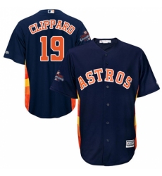 Youth Majestic Houston Astros #19 Tyler Clippard Replica Navy Blue Alternate 2017 World Series Champions Cool Base MLB Jersey