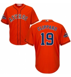 Youth Majestic Houston Astros #19 Tyler Clippard Replica Orange Alternate 2017 World Series Champions Cool Base MLB Jersey