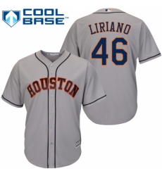 Men's Majestic Houston Astros #46 Francisco Liriano Replica Grey Road Cool Base MLB Jersey