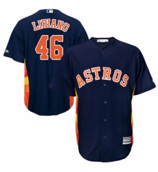 Men's Majestic Houston Astros #46 Francisco Liriano Replica Navy Blue Alternate Cool Base MLB Jersey